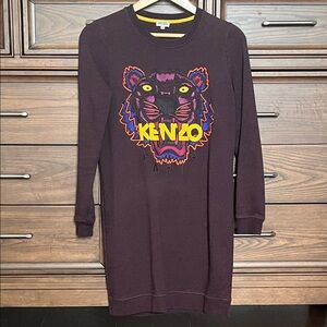Kenzo warm Dress with Purple and Yellow Tiger